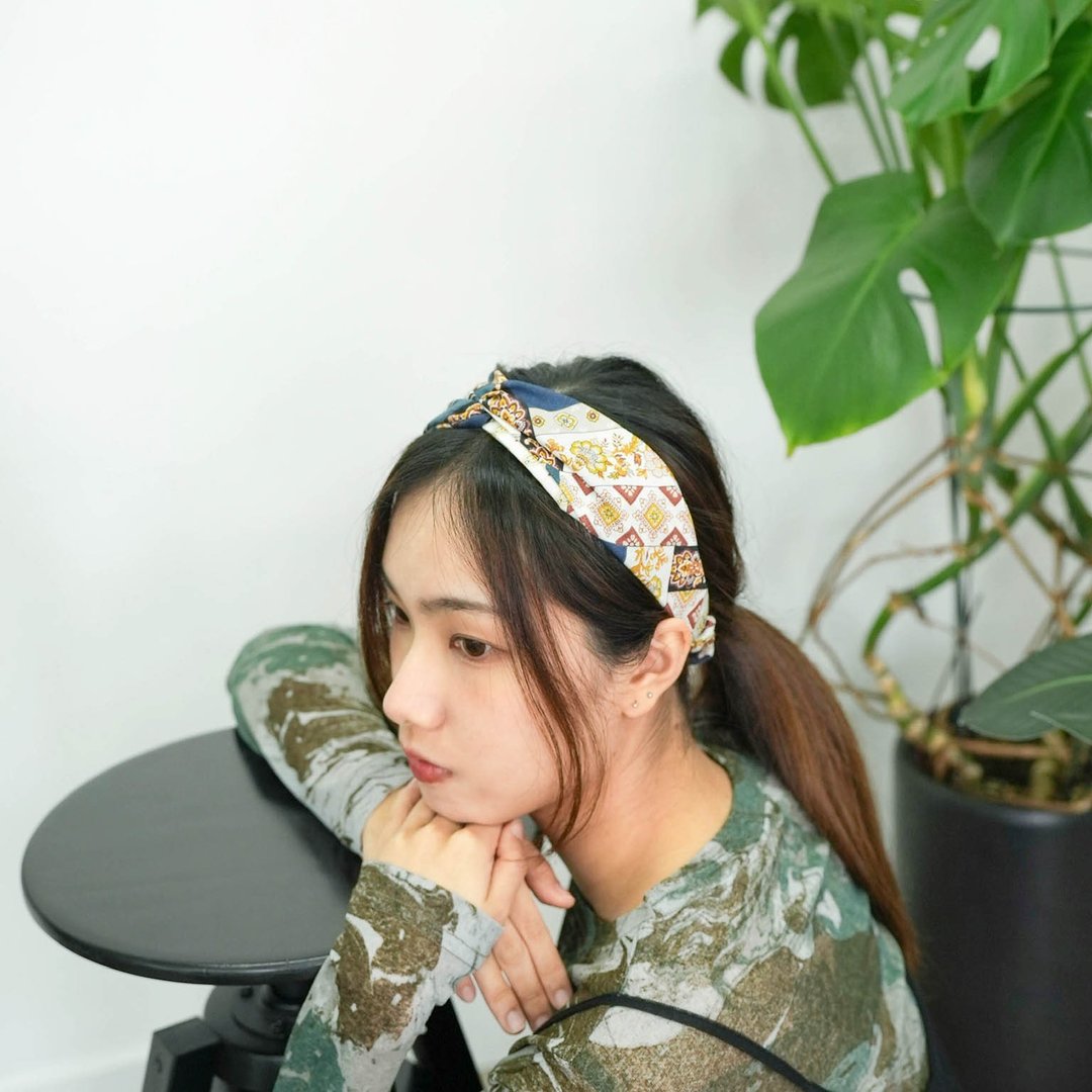 手工发带 / 丝巾图腾 / 京都限定 / 优雅大方 / 女装 - 发饰 - 棉 白色