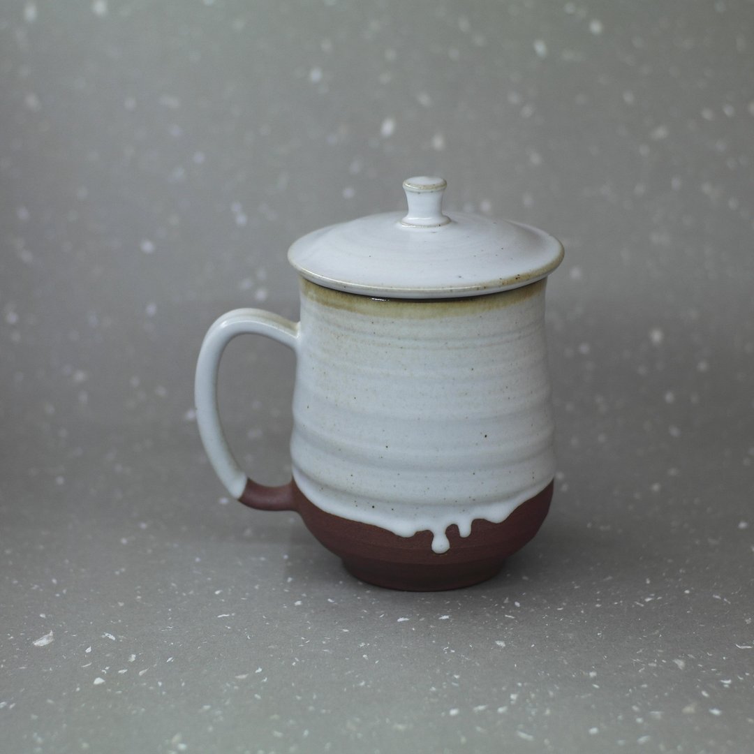 禅风 润白 流釉盖杯 手作陶器 - 茶具/茶杯 - 陶 