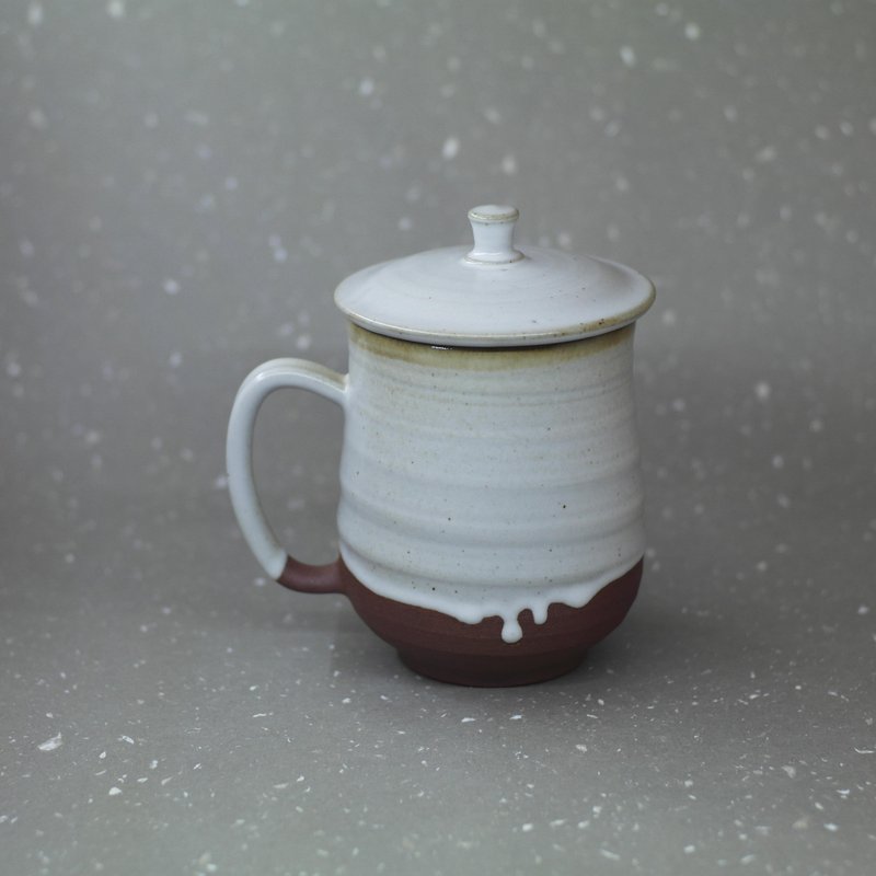 禅风 润白 流釉盖杯 手作陶器 - 茶具/茶杯 - 陶 
