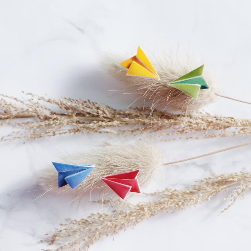 纸飞机耳环 - 耳环/耳夹 - 塑料 多色