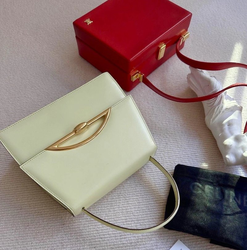 中古包 Celine思琳 薄荷绿色 迷你旋锁翻盖凯莉包 - 手提包/手提袋 - 真皮 绿色