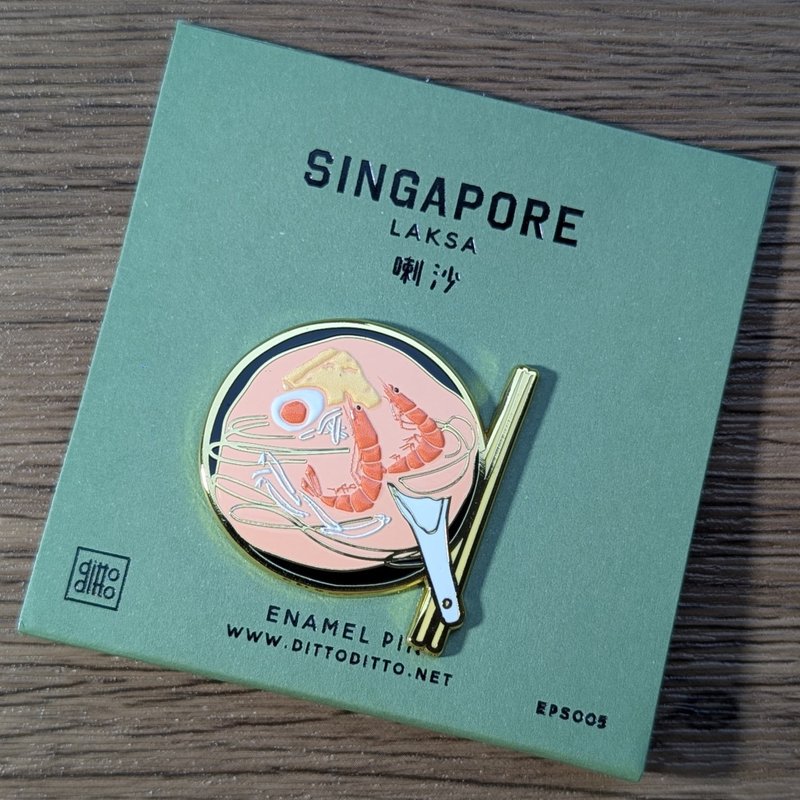 新加坡珐琅别针 - 叻沙 - 徽章/别针 - 其他材质 粉红色