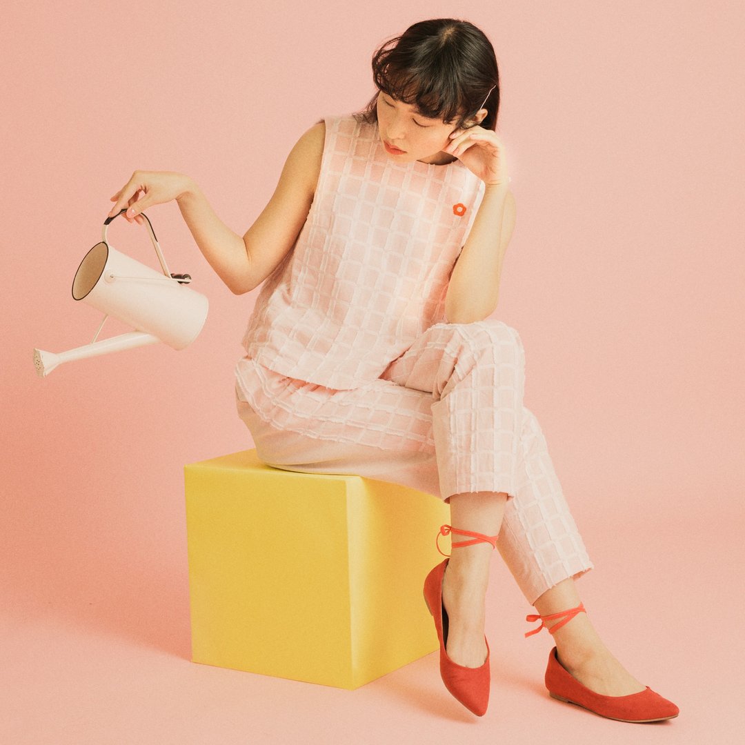 Flower Bed Pants (PINK) - 女装长裤 - 棉 粉红色