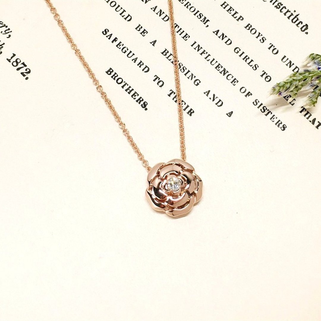 【 Moriarty Jewelry 】法式优雅 -山茶花- 18K 玫瑰金 圆钻项链 - 项链 - 玫瑰金 