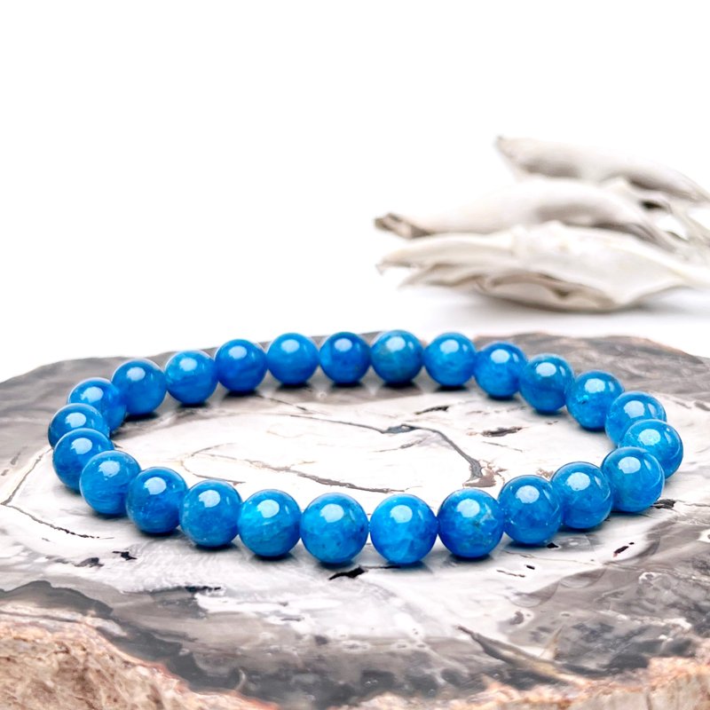 妖蓝。素串 手串 细品岁月 疗愈 加强表达能力 l 蓝磷灰石 l - 手链/手环 - 宝石 绿色
