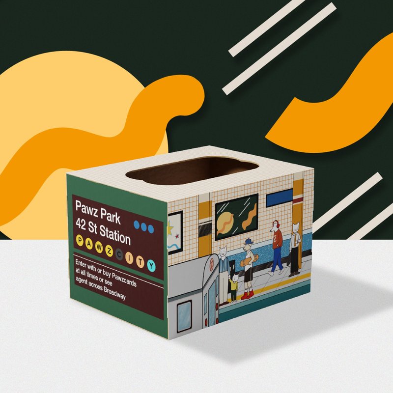 幾何猫抓板 复古插画 多功能猫窩 紐約地下鐵 - 抓板/跳台 - 纸 