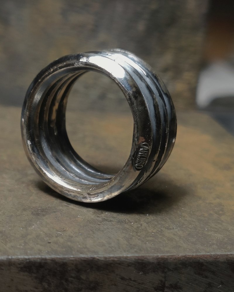 宽版银戒 - 戒指 - 纯银 黑色