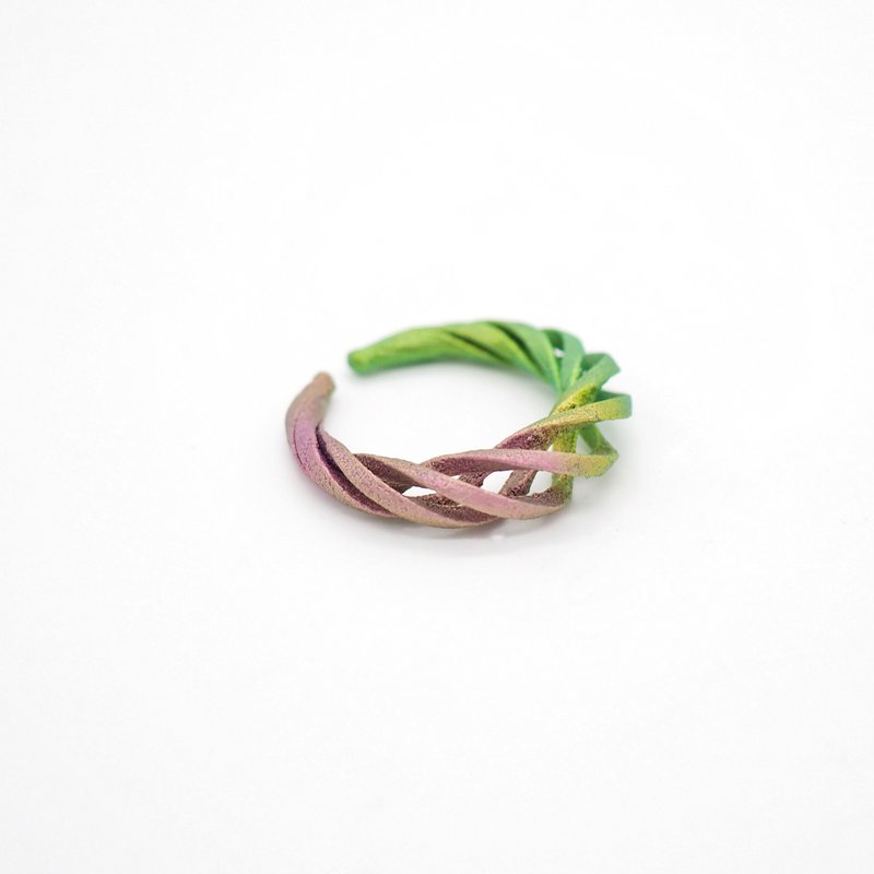 Green-Pink Gradation Pure Titanium Ear Cuff Ring - 戒指 - 其他金属 绿色