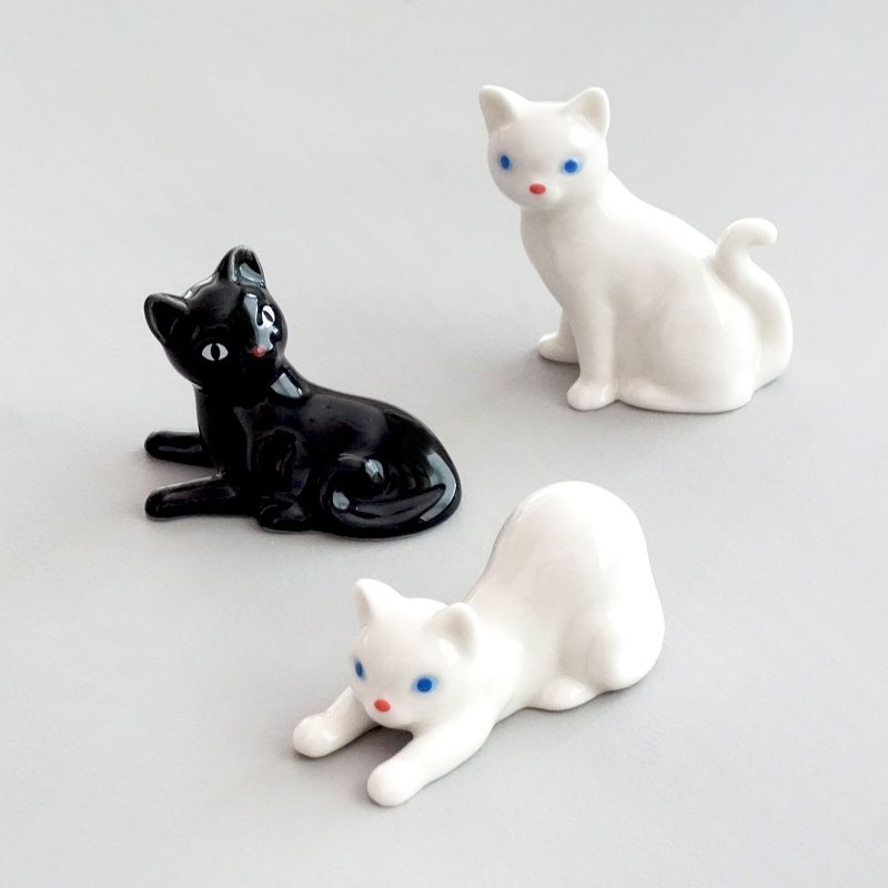 padou 经典猫陶瓷公仔礼物礼物可爱餐具筷子日本 - 摆饰 - 陶 白色