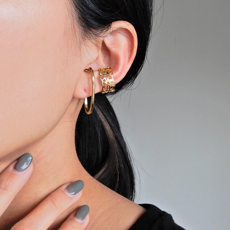 垂坠式耳骨夹 镂空数字 / 黄铜 C118 - 耳环/耳夹 - 铜/黄铜 金色