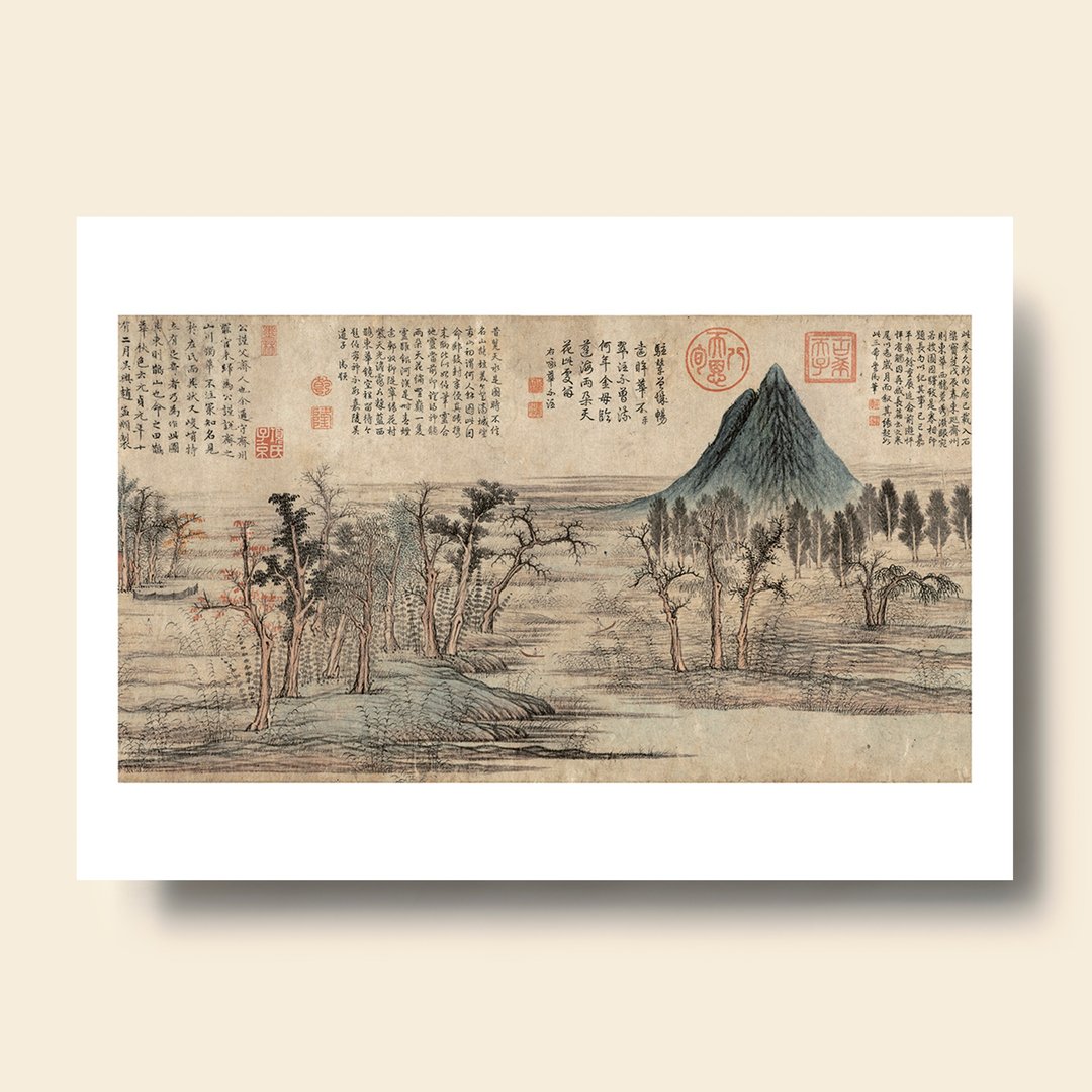 【B4 艺术画卡・B4 Poster】赵孟俯・鹊华秋色 华不注山 - 海报/装饰画/版画 - 纸 卡其色
