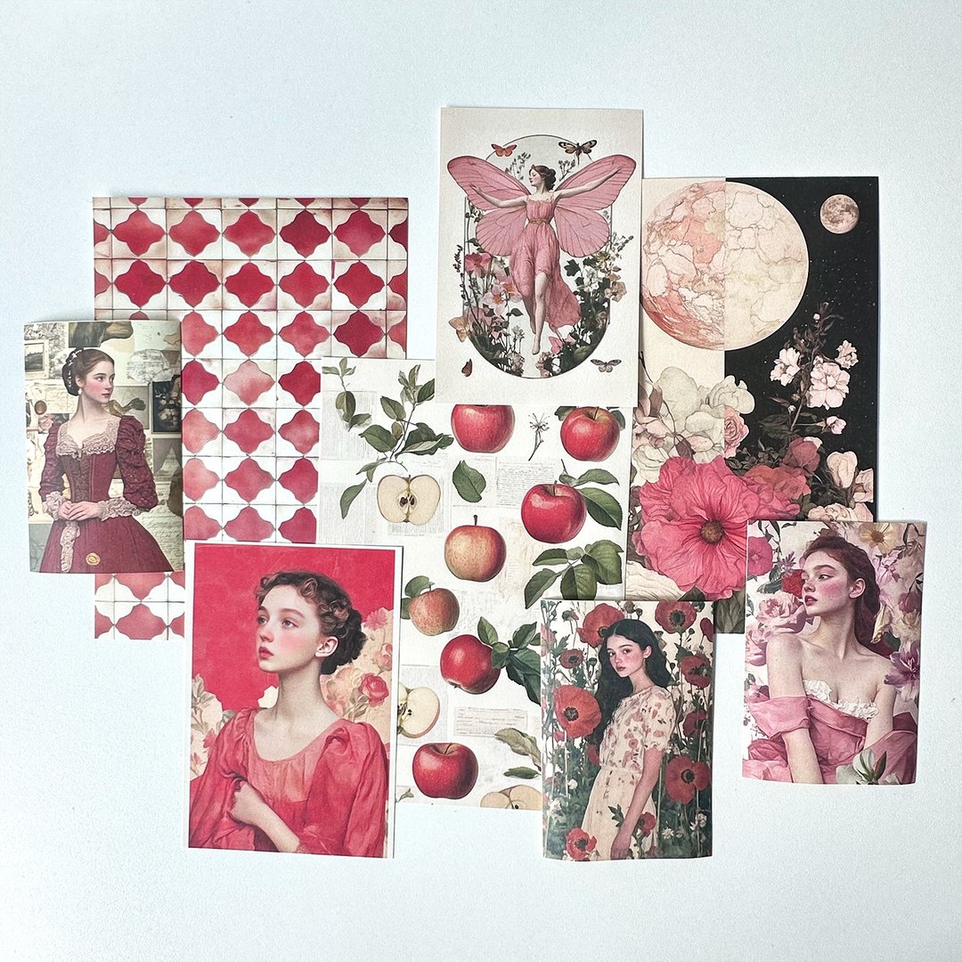 拼贴组 红色贴纸 + 纸张 混合 (anns note) vintage - 贴纸 - 纸 红色