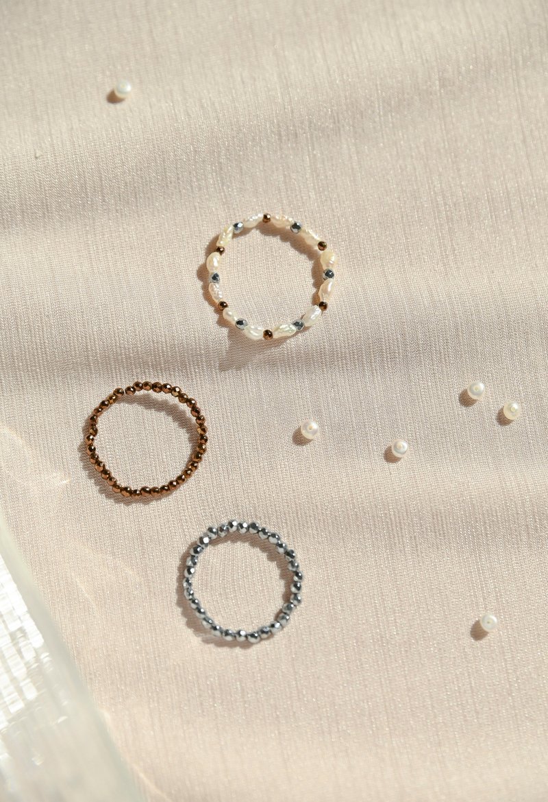 天然珍珠戒指 3入组 / 巴洛克珍珠 串珠 / JIEGEM 姊的珠宝 - 戒指 - 珍珠 白色