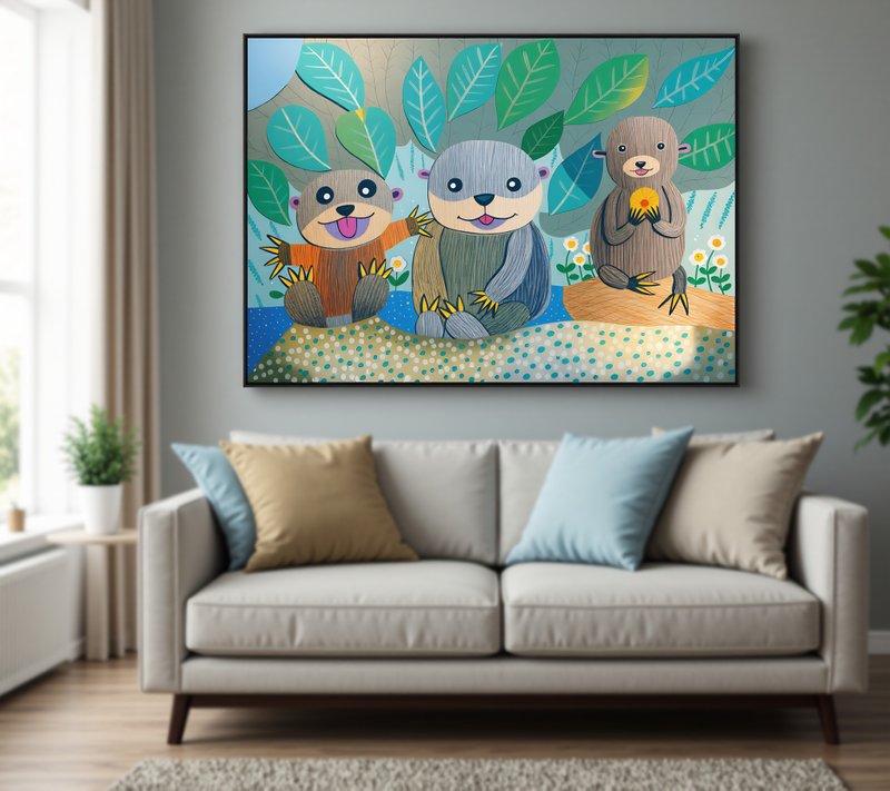 獭意好时光 空间装饰挂画 | 童真原创 温暖空间疗愈首选 - 海报/装饰画/版画 - 纸 绿色