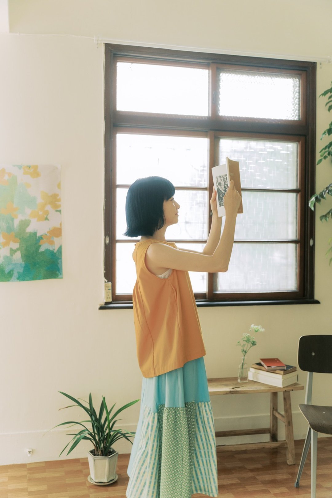 拼接无袖背心上衣/铁花窗4号/甜柿橘黄/寗夏绽花 夏日穿搭推荐 - 女装上衣 - 棉 