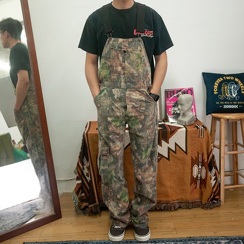 RATTLERS 水洗 落叶迷彩 吊带裤 古着 overalls 二手 美国制 - 男士长裤 - 棉．麻 多色