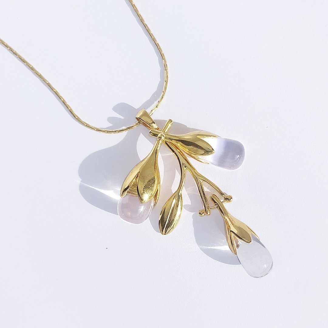 Silver Necklace , Silver Quartz  Necklace, Quartz Pendant - 项链 - 纯银 