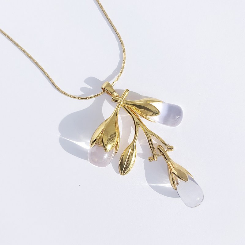 Silver Necklace , Silver Quartz  Necklace, Quartz Pendant - 项链 - 纯银 