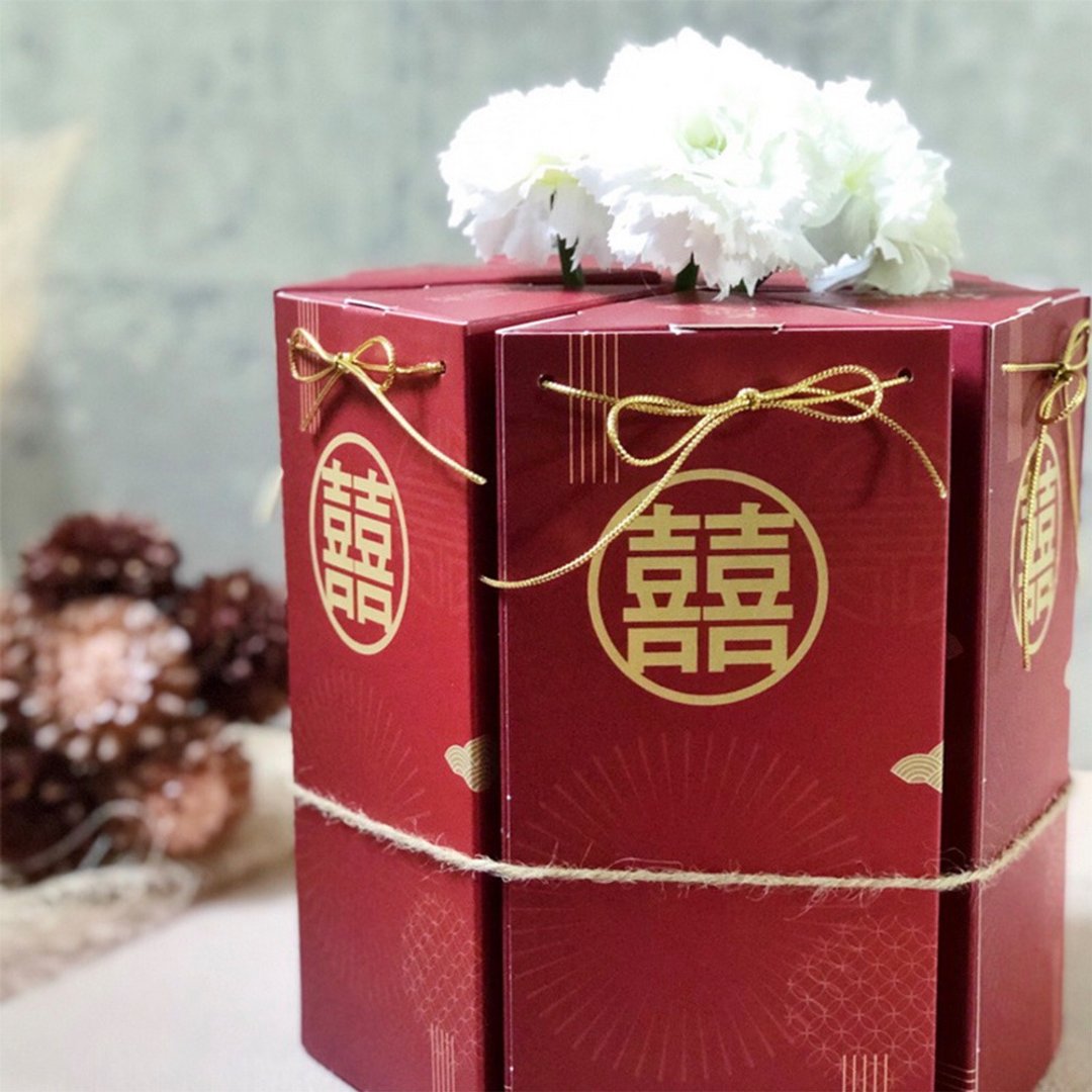 【婚礼小物】囍谷 | 大囍 50份 - 五谷杂粮/米 - 纸 红色