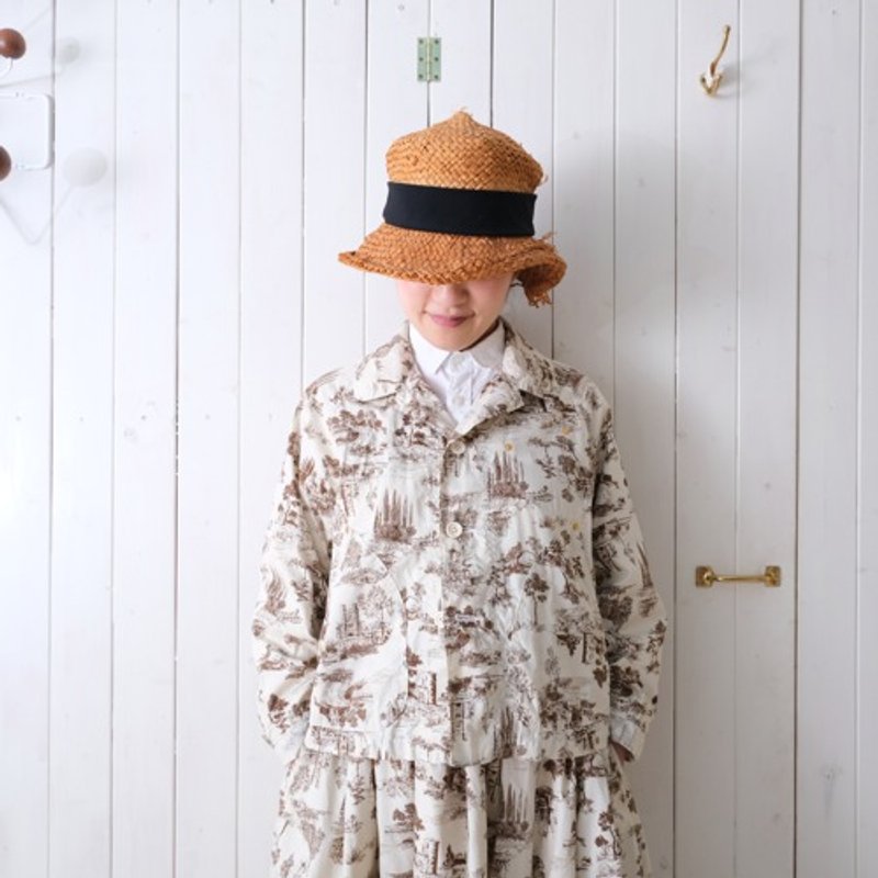 棉质府绸 圆领外套 风景印花 棕色 - 女装休闲/机能外套 - 棉．麻 