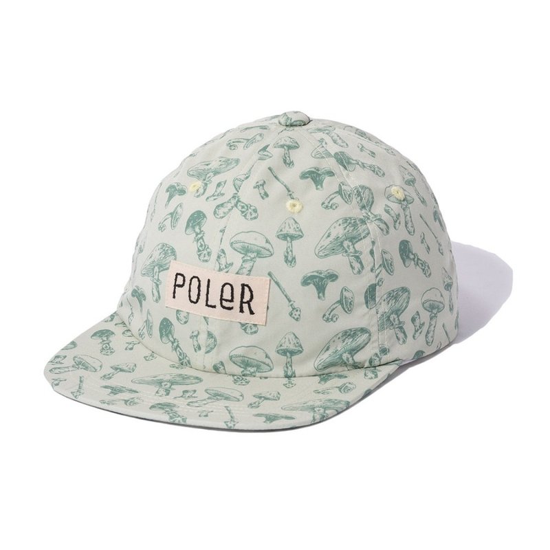 日本限定 POLER ALL OVER 6P CAP 六片帽 / 蘑菇白 - 帽子 - 聚酯纤维 白色