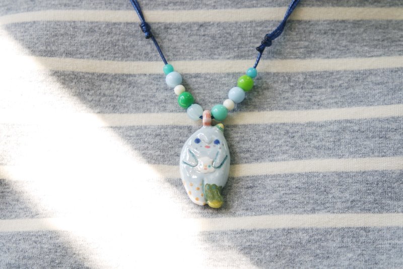 抱抱云 陶瓷粉蓝色 项链 [限量品] - 项链 - 陶 