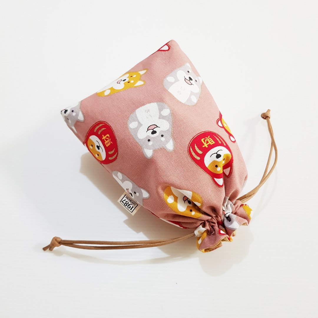 【Cherished客订商品】【发柴发柴-粉】 束口袋 - 化妆包/杂物包 - 棉 粉红色