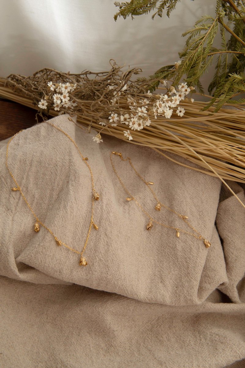 法国白梅拾穗项链 Ixodia Des glaneuses Necklace - 项链 - 铜/黄铜 金色