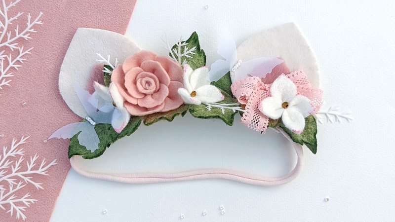 白猫宝宝头带猫宝宝看耳朵猫皇冠猫生日派对 - 婴儿饰品 - 其他材质 