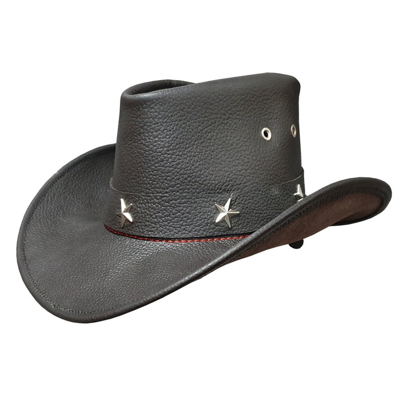 Sheriff Leather Hat - 帽子 - 真皮 黑色