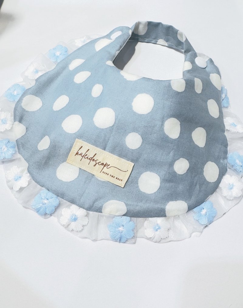 天空花语 手作围兜 弥月礼盒 - 围嘴/口水巾 - 棉．麻 蓝色