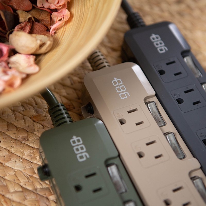 +886 极野家 4开4插过载保护延长线 2.7米 HPS1440 (三色任选) - 充电宝/传输线 - 其他材质 咖啡色