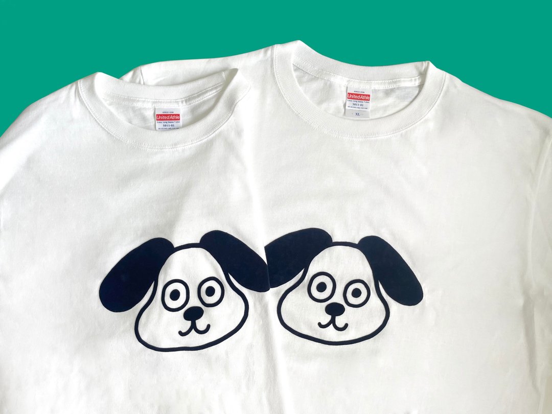 狗勾植绒印刷长袖T-shirt - 女装 T 恤 - 棉 白色