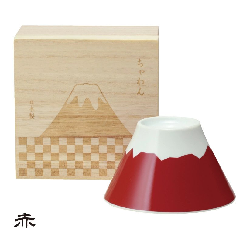 木盒装富士山碗(红富士) - 碗 - 瓷 多色