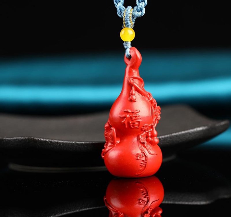 新款美货天然原矿朱砂精品红砂葫芦  福禄 福在眼前吊坠 招财神器 - 项链 - 宝石 