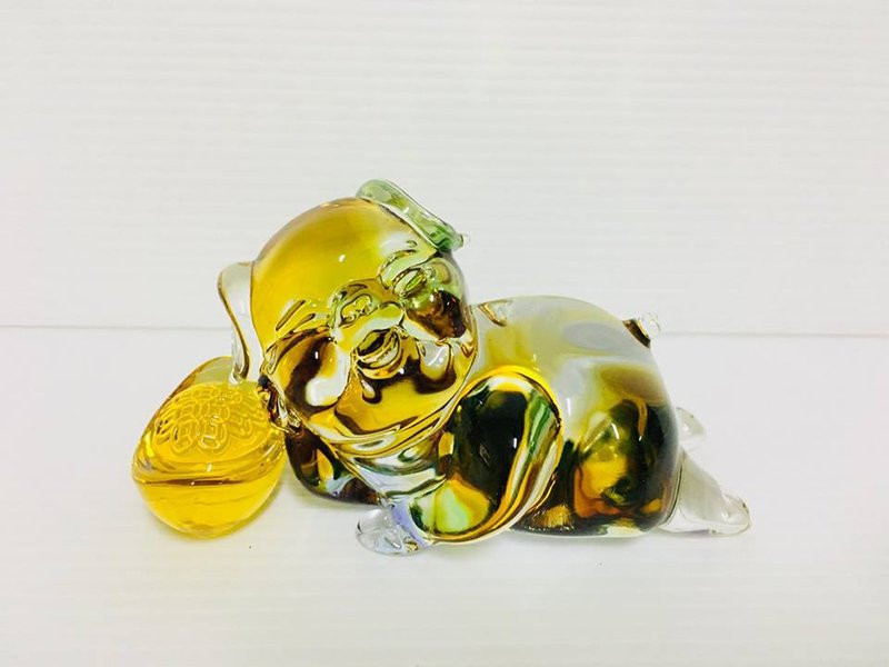 水晶玻璃 生肖猪 可爱猪 赚钱猪  元宝猪 - 摆饰 - 玻璃 