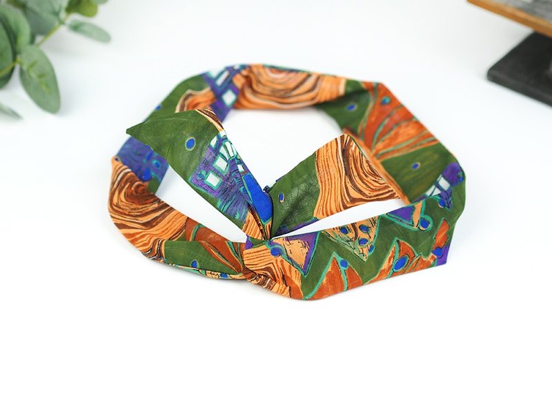 小牛村 手工发饰 铝线发带 轻薄 复古几何【迷幻城堡】雨林绿 - 发饰 - 棉．麻 绿色