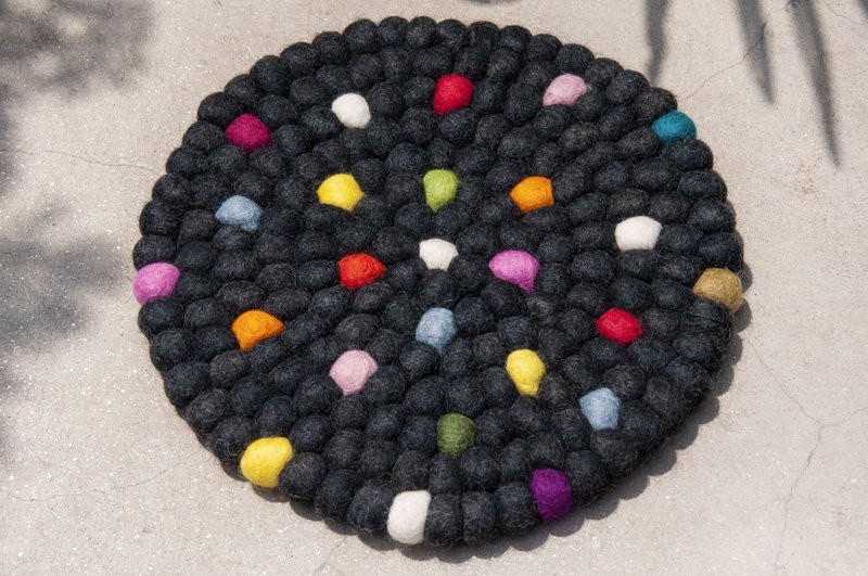 羊毛毡坐垫 羊毛毡地毯 羊毛毡球地垫 羊毛毡椅垫羊毛毡锅垫-彩虹 - 地垫/地毯 - 羊毛 多色