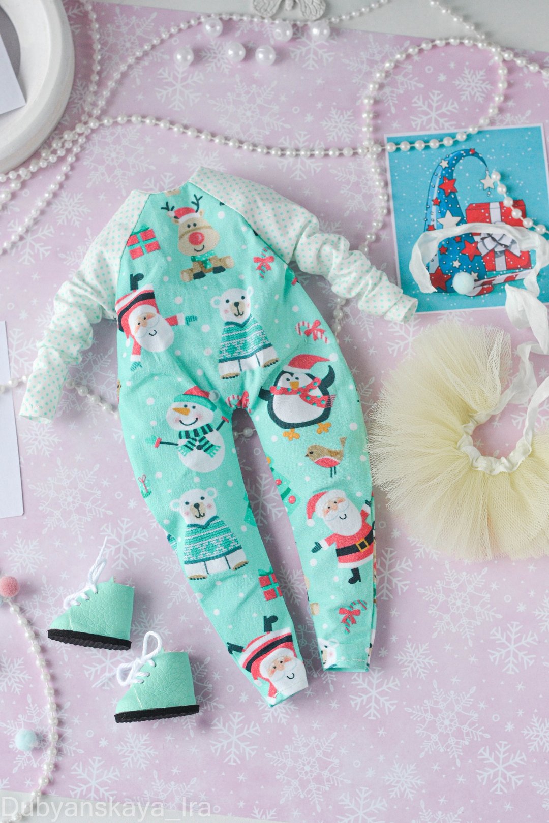 Jumpsuit New Year Christmas Dress for Blythe, doll clothes, blythe outfit 娃娃 新年 - 玩具/玩偶 - 棉 绿色