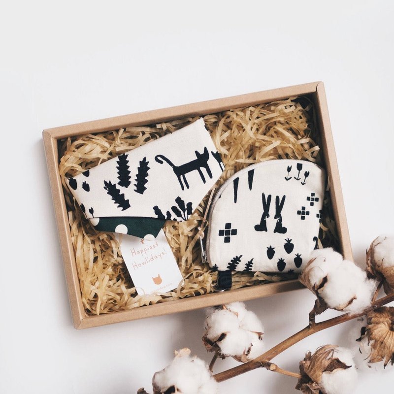 Forest Animals Print Bandana & Pouch - 衣/帽 - 棉．麻 绿色