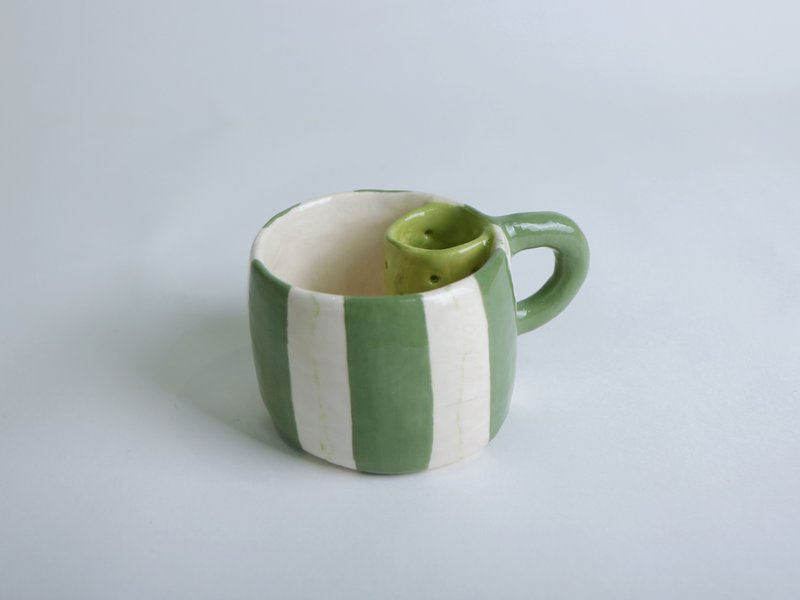/茶言观色/ 手捏陶瓷茶壶杯 绿/咖啡 - 咖啡杯/马克杯 - 陶 多色