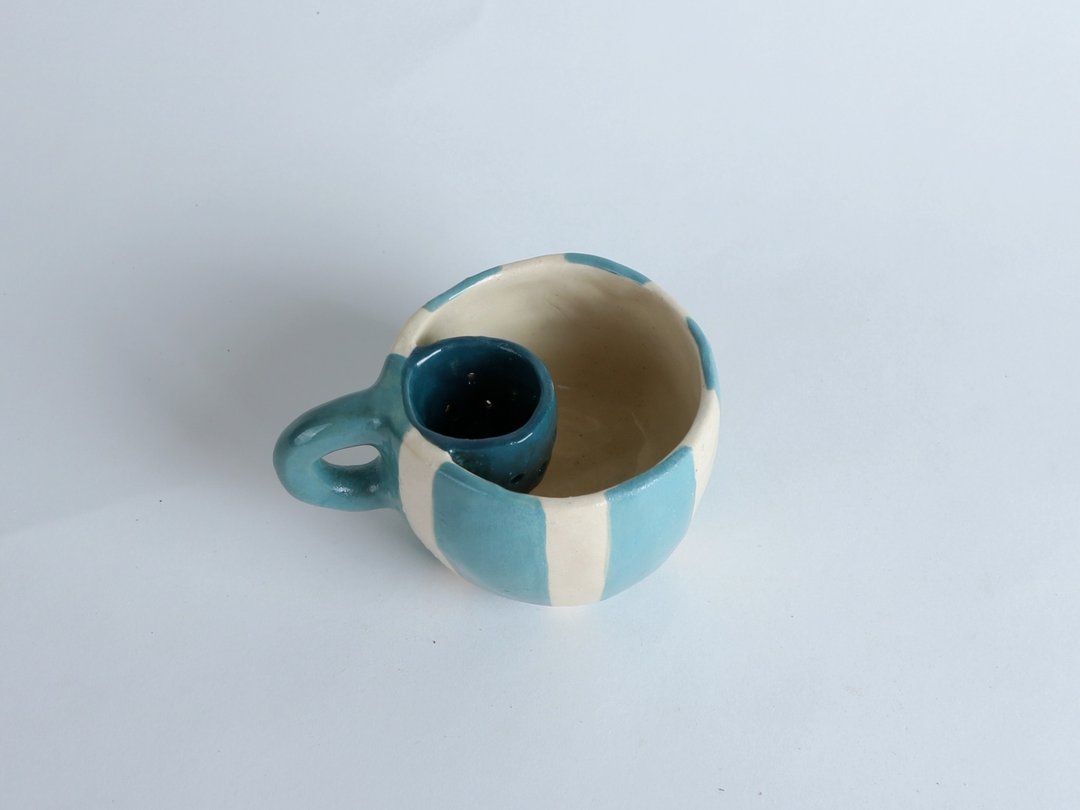 /茶言观色/ 手捏陶瓷茶壶杯 绿/咖啡 - 咖啡杯/马克杯 - 陶 多色