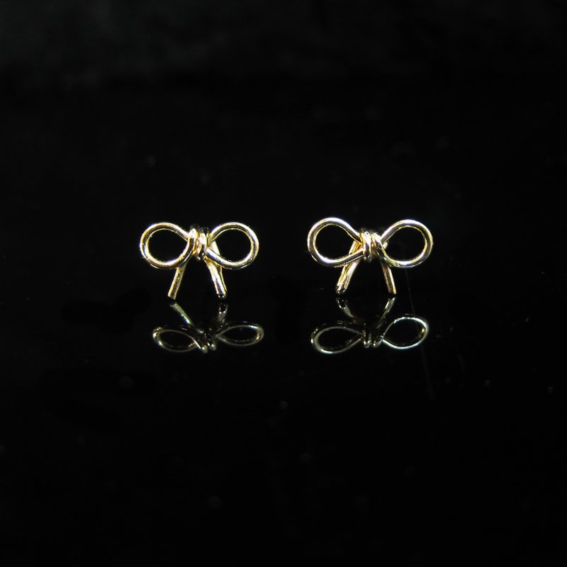 【蝴蝶结】耳针/耳环-包K金线编织耳饰- - 耳环/耳夹 - 其他金属 