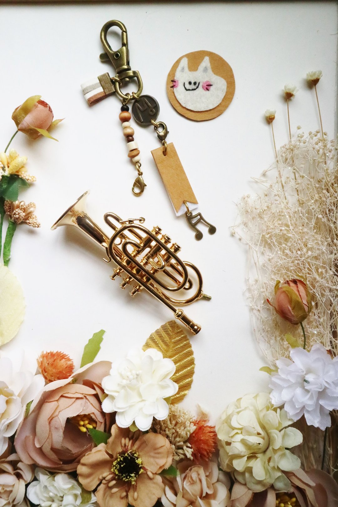 【短号】mini Cornet 迷你仿真模型吊饰 包装配件定制 质感礼物 - 吊饰 - 其他金属 金色