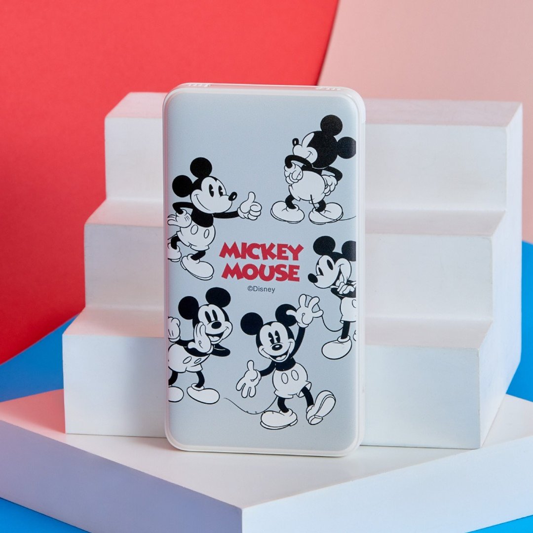 Disney经典米奇款黑白绕圈圈双线快充10000mAh行动电源 - 充电宝/传输线 - 塑料 多色