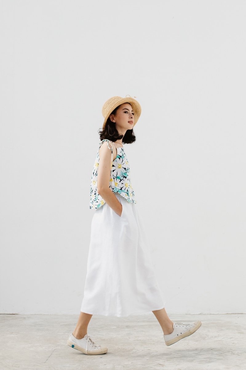 自然风亚麻长裙-白色 - 裙子 - 棉．麻 白色