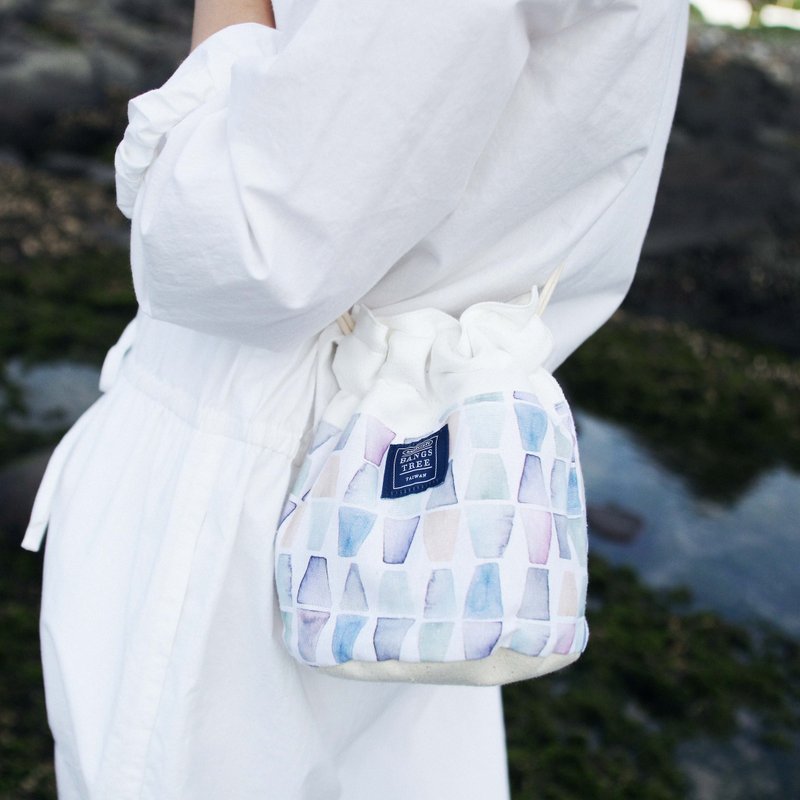 侧背水桶包 _ 渐层水晶  (现货供应中) - 侧背包/斜挎包 - 棉．麻 白色