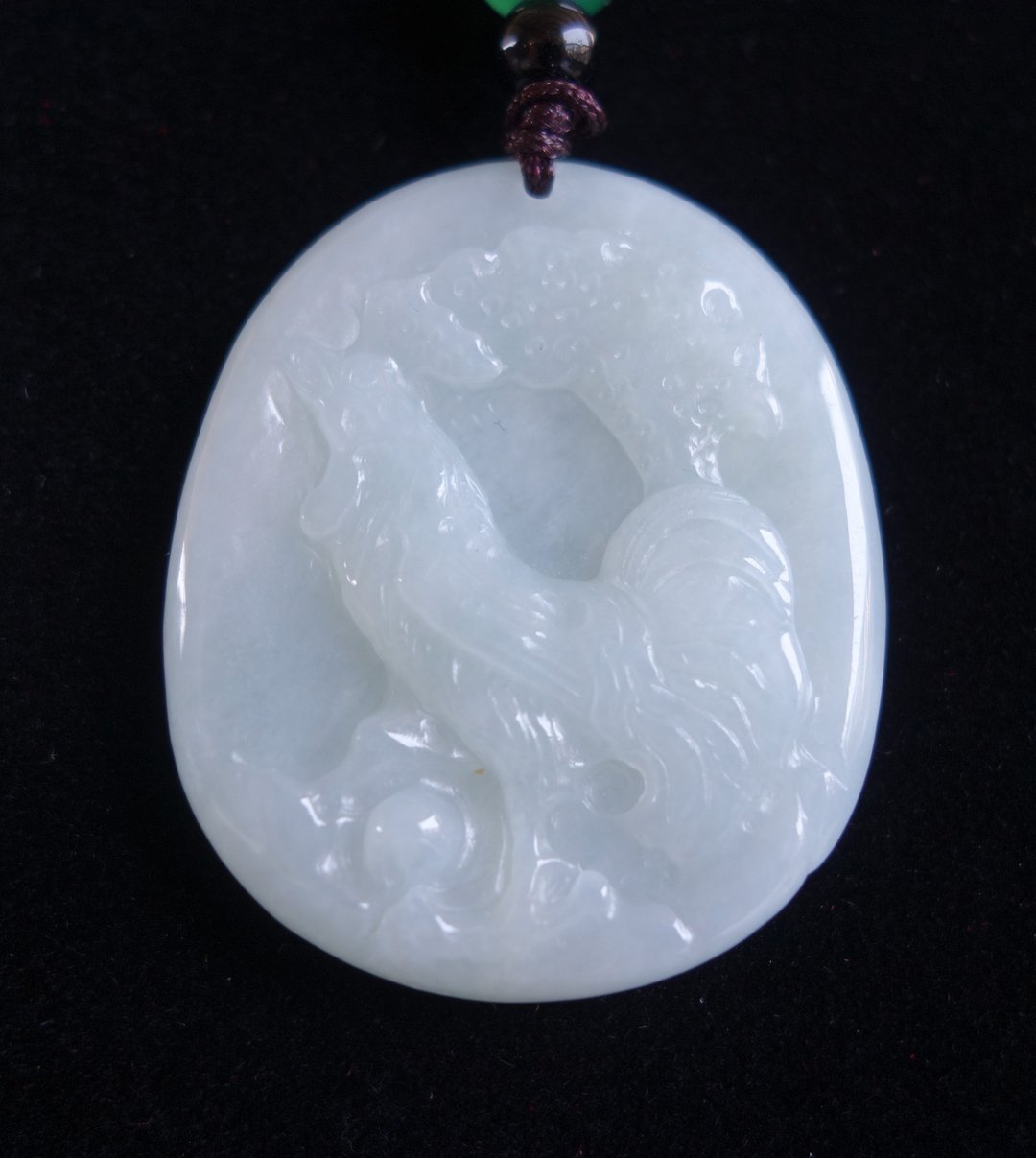 天然A货翡翠 金鸡报喜 吊坠 缅甸翡翠 天然A货 鸡玉佩 玉牌 - 颈链 - 玉石 白色