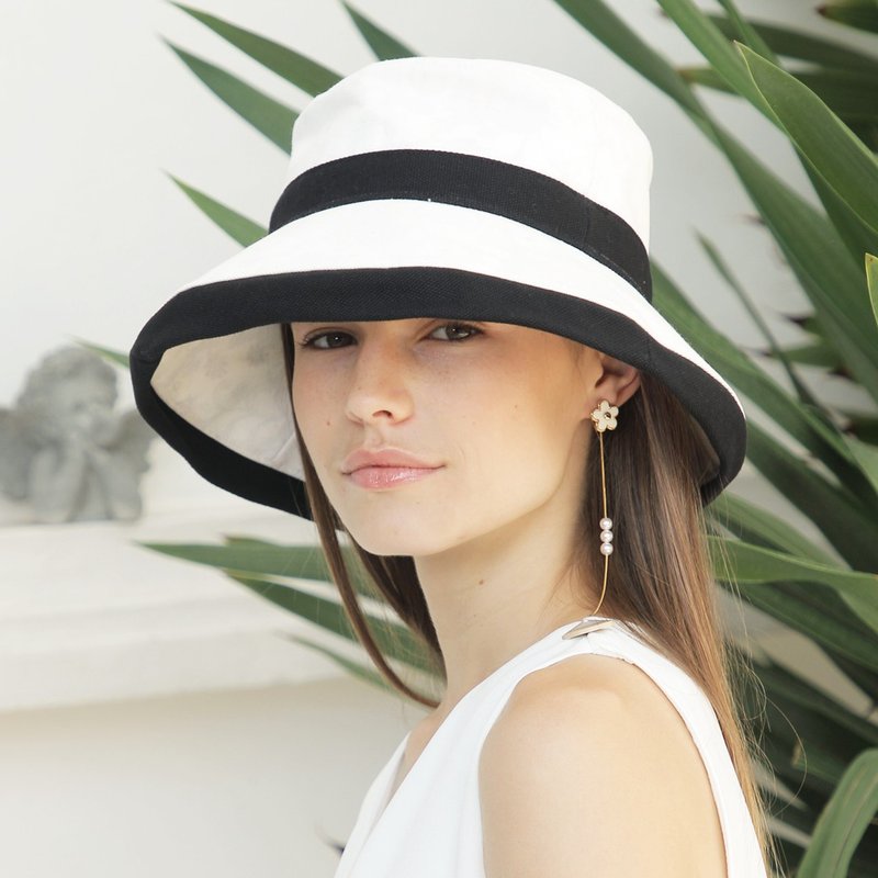 ATIPA复古宽边帽复古风格 - 帽子 - 棉．麻 白色