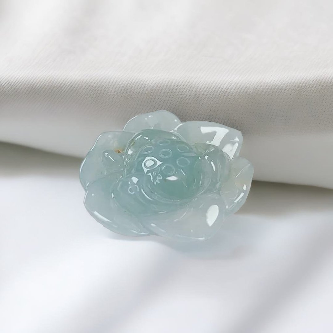 【似玉如花】冰种翡翠莲花项链 | 天然缅甸玉A货翡翠 | 送礼 - 项链 - 玉石 绿色